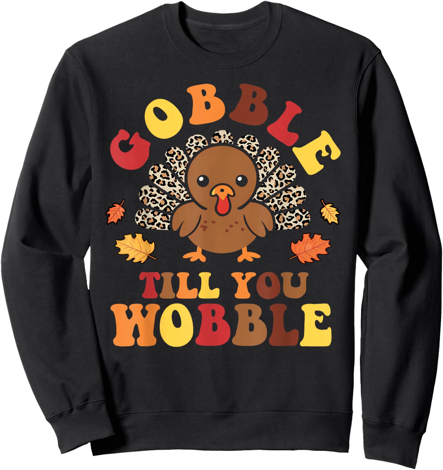 Groovy Leopard Thanksgiving With My Gnomies Funny Gnome Sweatshirt - Sweatshirt | Black