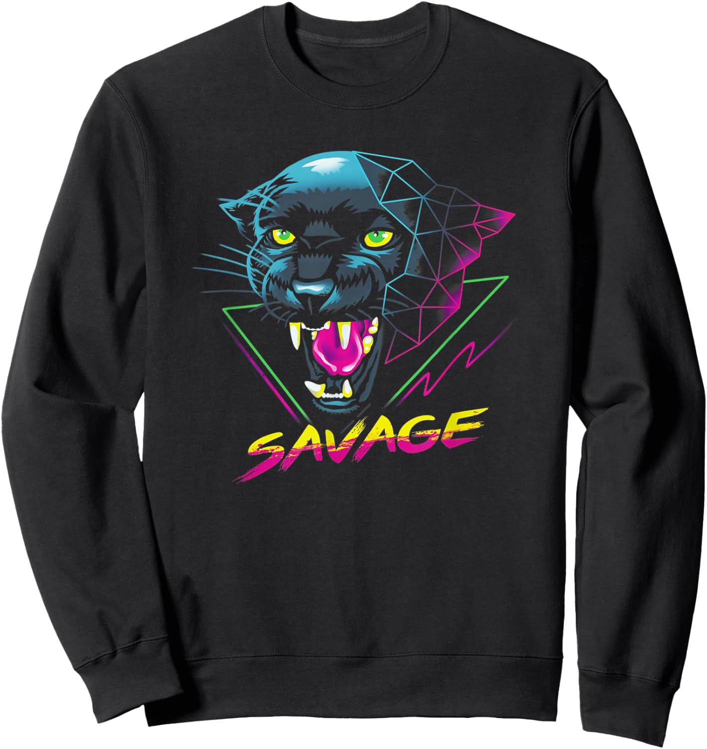 Savage - Panther Synthwave Retro Style Sweatshirt - Sweatshirt | Black