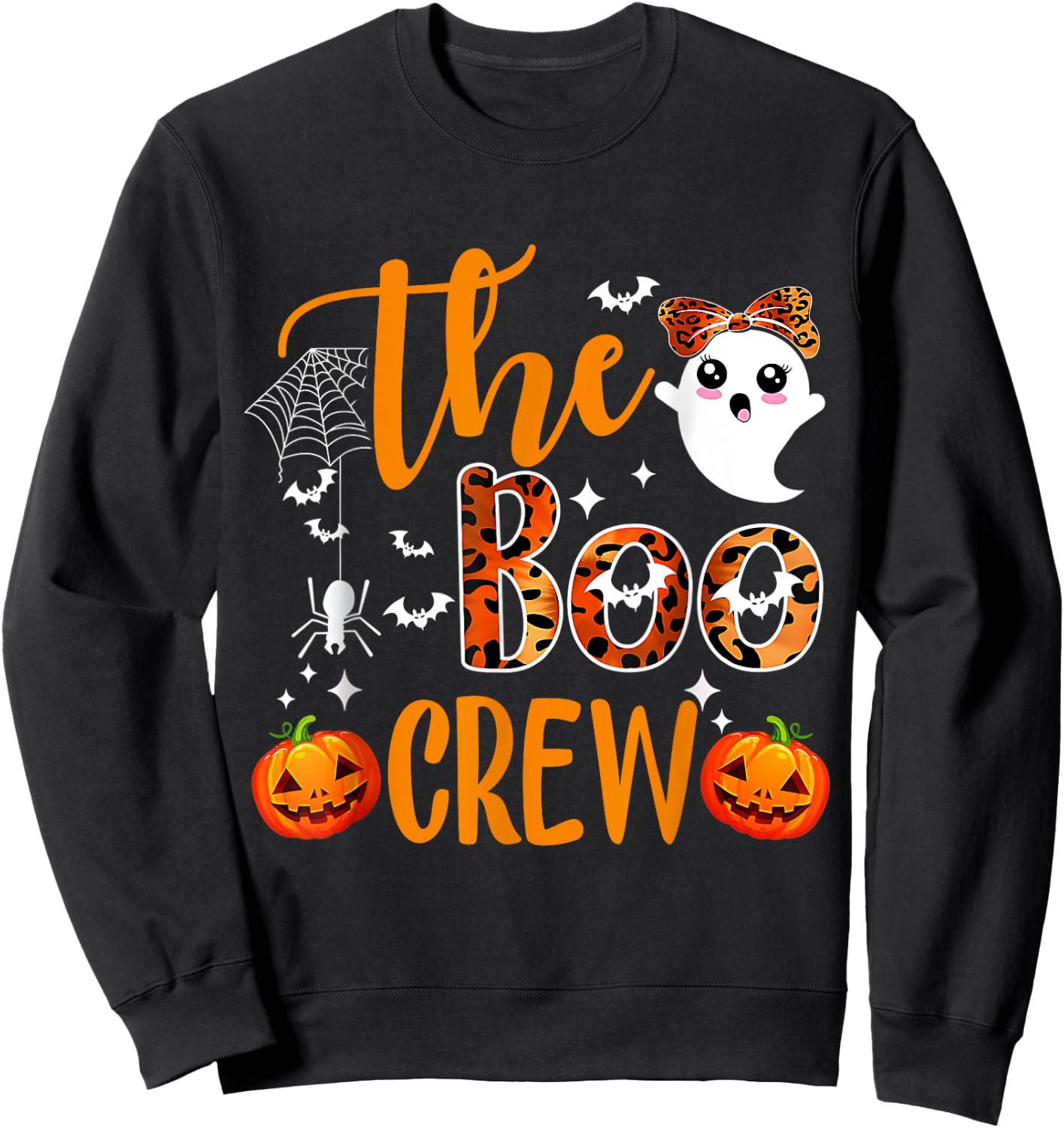 Leopard Halloween Boo Crew Halloween Costume Sweatshirt - Sweatshirt | Black