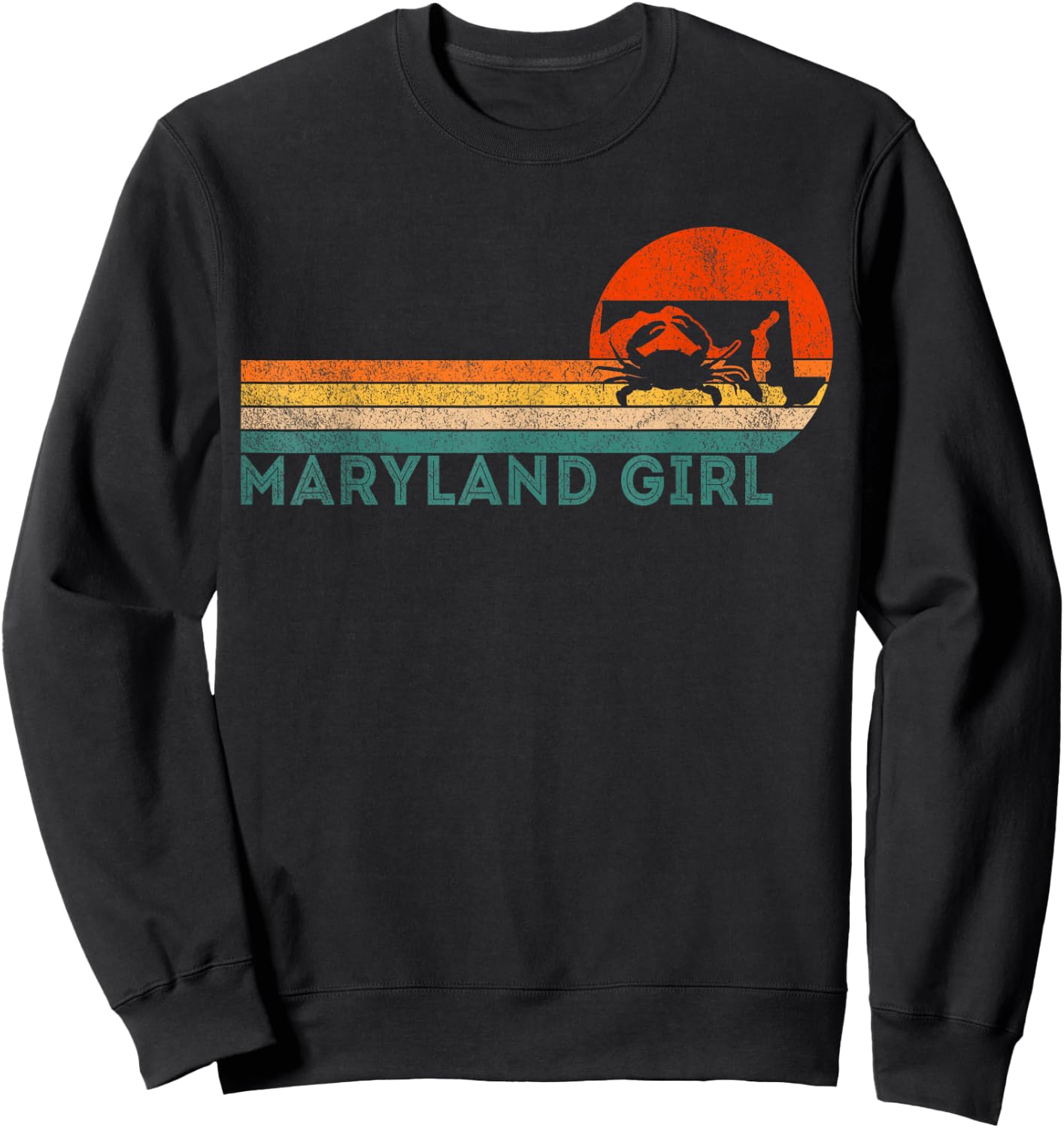 Maryland Girl Maryland Crab Maryland Blue Crab Retro Sweatshirt - Sweatshirt | Black