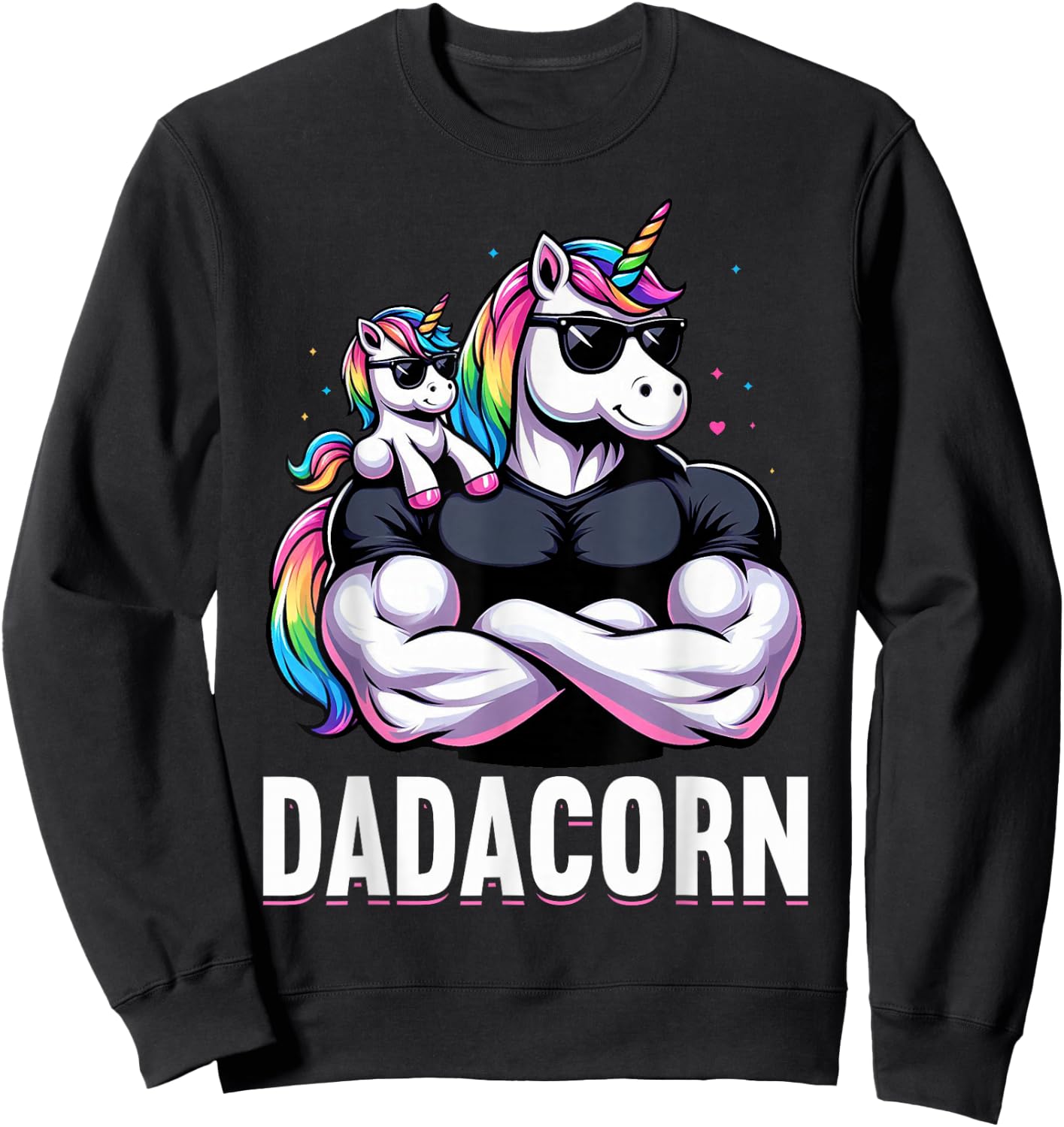 Dadacorn Unicorn Dad Father's Day Daughter Sweatshirt - Sweatshirt | Black