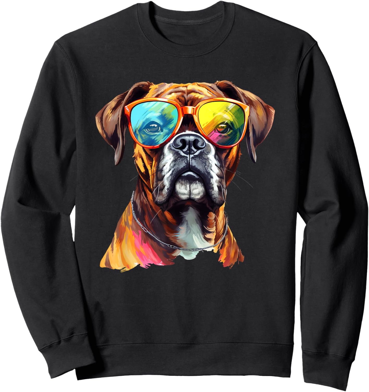 Boxer Hund mit Sonnenbrille Hundebesitzer Hunde Fans Sweatshirt - Sweatshirt | Black