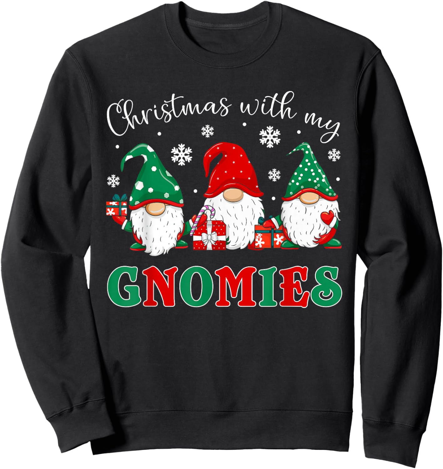Christmas With My Gnomies Family Christmas Buffalo Plaid Sweatshirt - Sweatshirt | Black