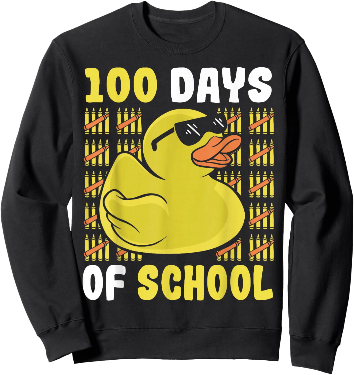 School Rubber Duckies 100 Days Of School Rubber Duck Sweatshirt - Sweatshirt | Black