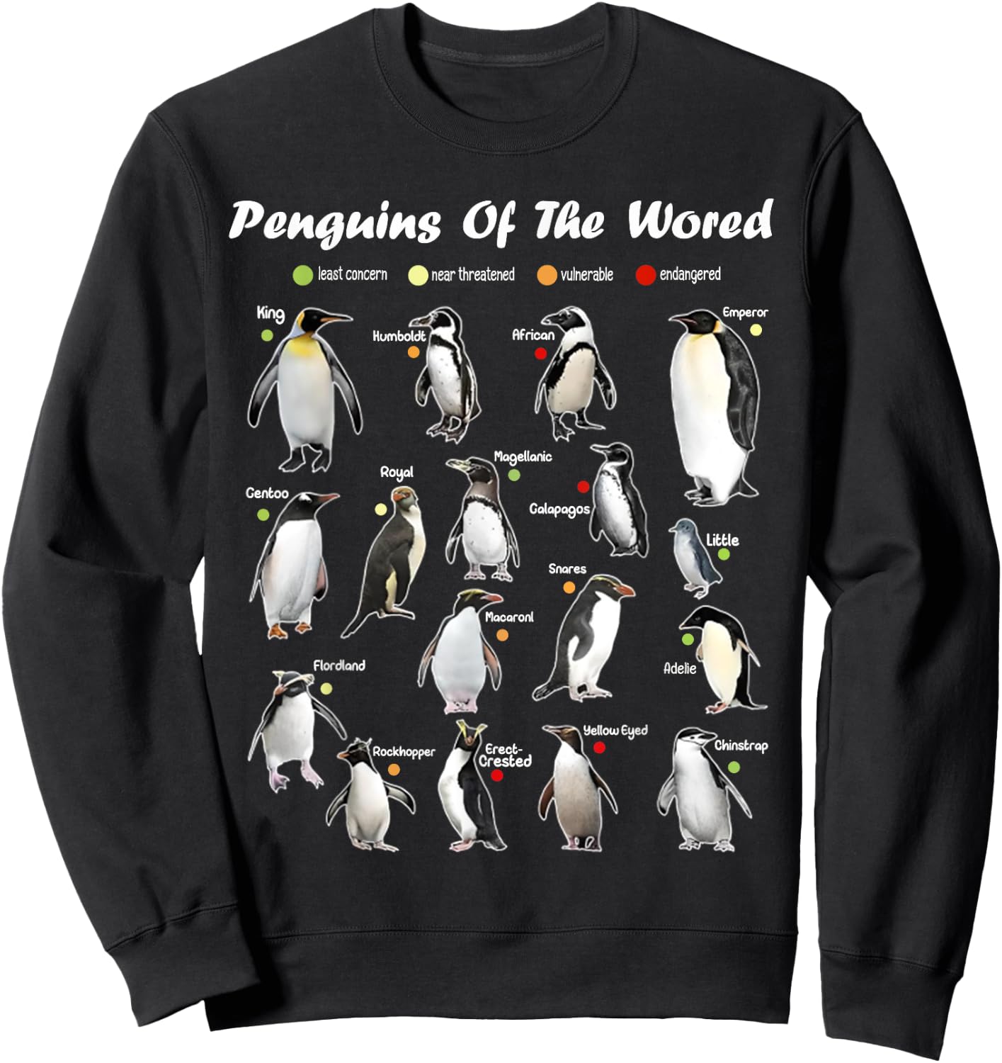 Funny Animals Graphic Penguins of the World Penguin Lover Sweatshirt - Sweatshirt | Black