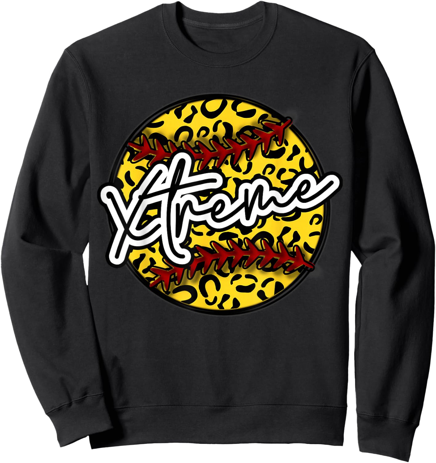XTREME Leopard Cheetah Softball Team Trendy Cute Womans Top Sweatshirt - Sweatshirt | Black