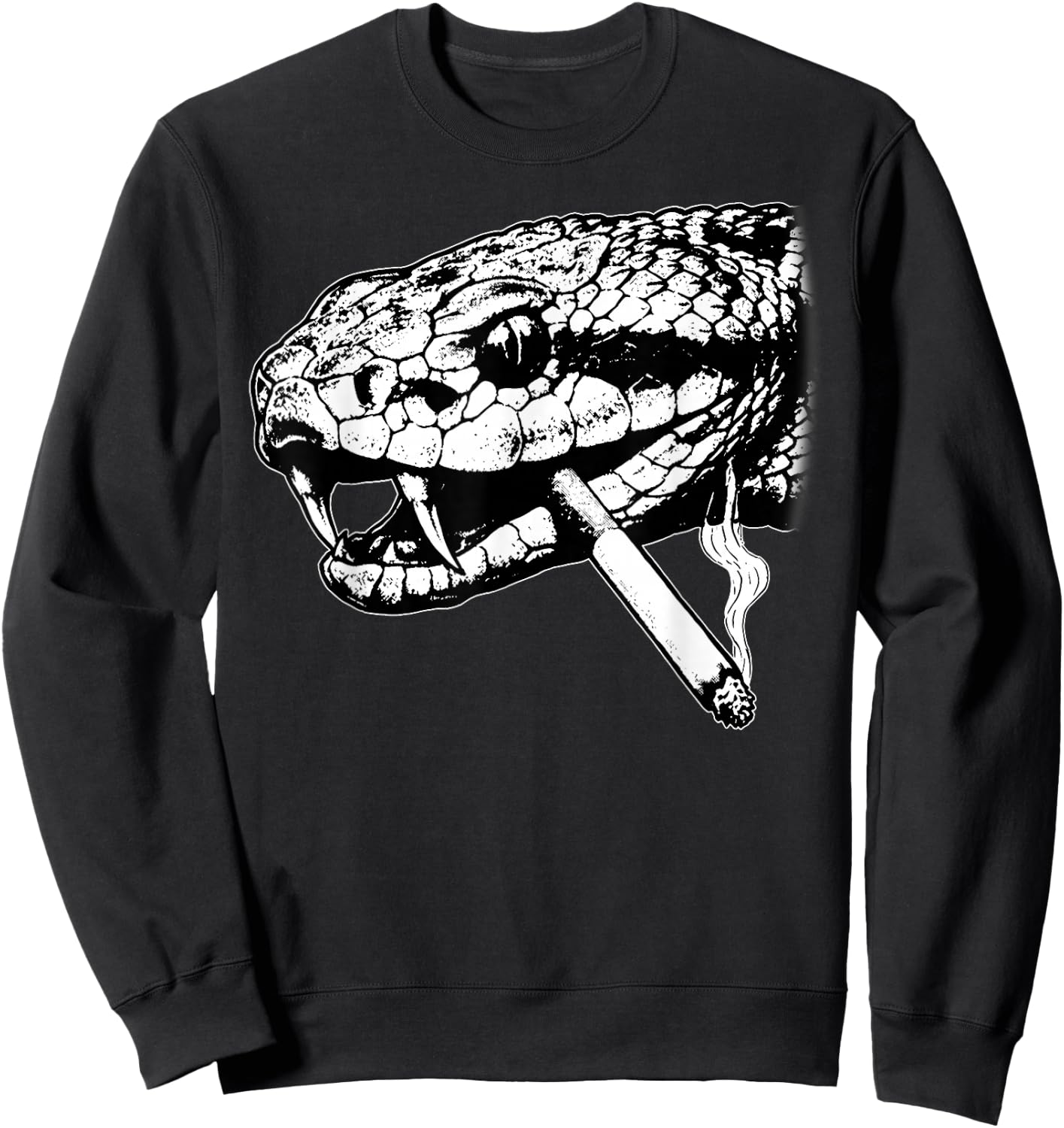 Snake Smoking Vintage 90s Cigarette Reptile Smoke Sweatshirt - Sweatshirt | Black