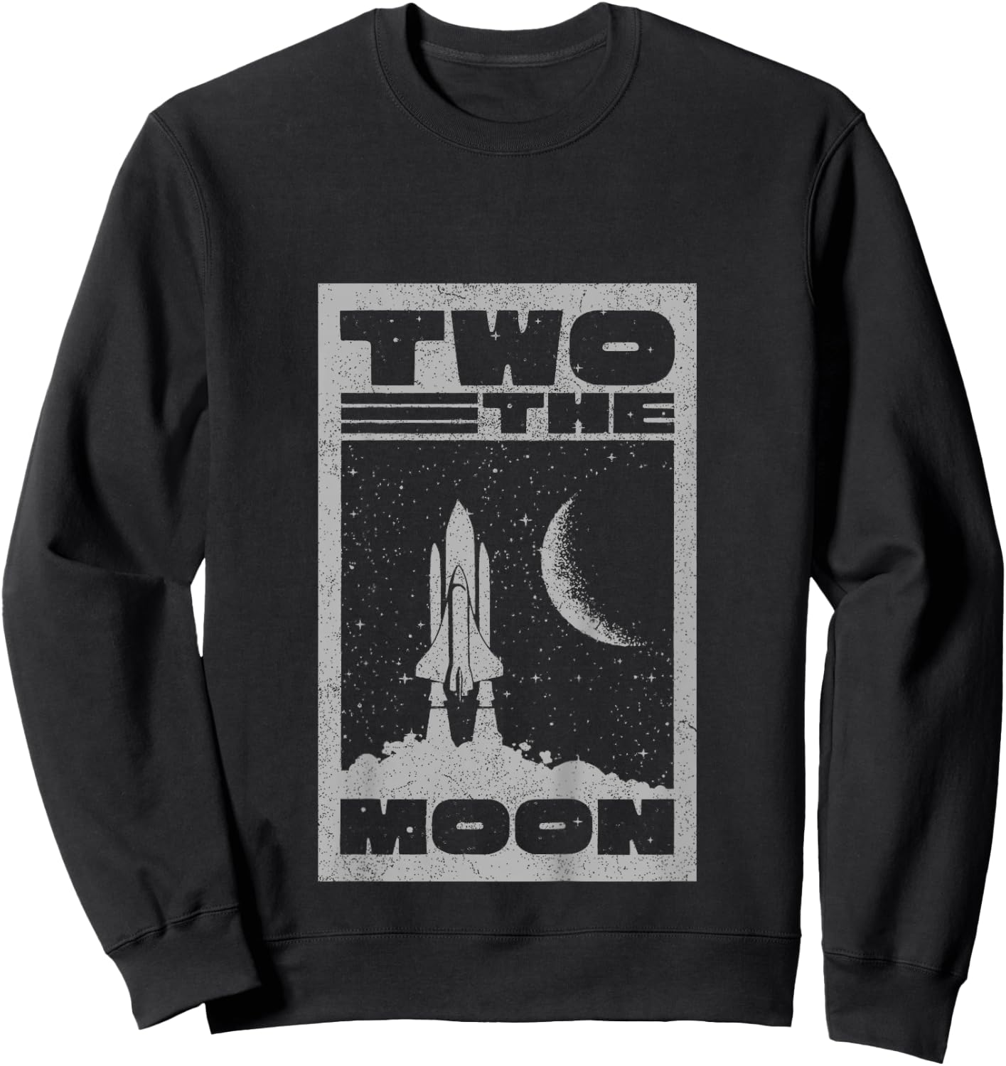 Vintage Retro Two The Moon 2 Year Old 2nd Birthday Party Sweatshirt - Sweatshirt | Black