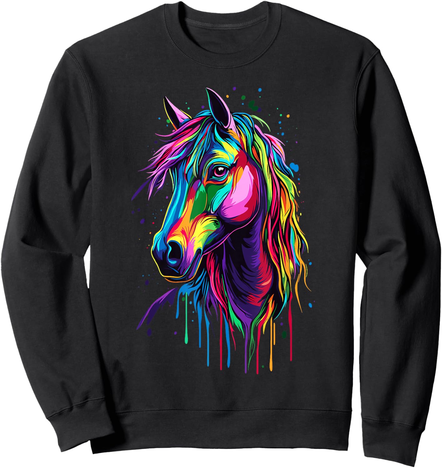 Pop Art - Colorful Horse Sweatshirt - Sweatshirt | Black