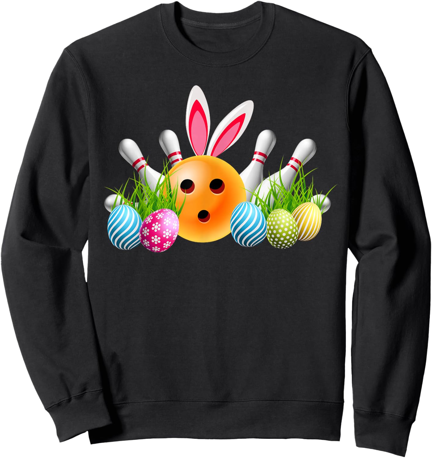 Bowling Easter Bunny Bowling Ball Shirt Bowling Easter Sweatshirt - Sweatshirt | Black