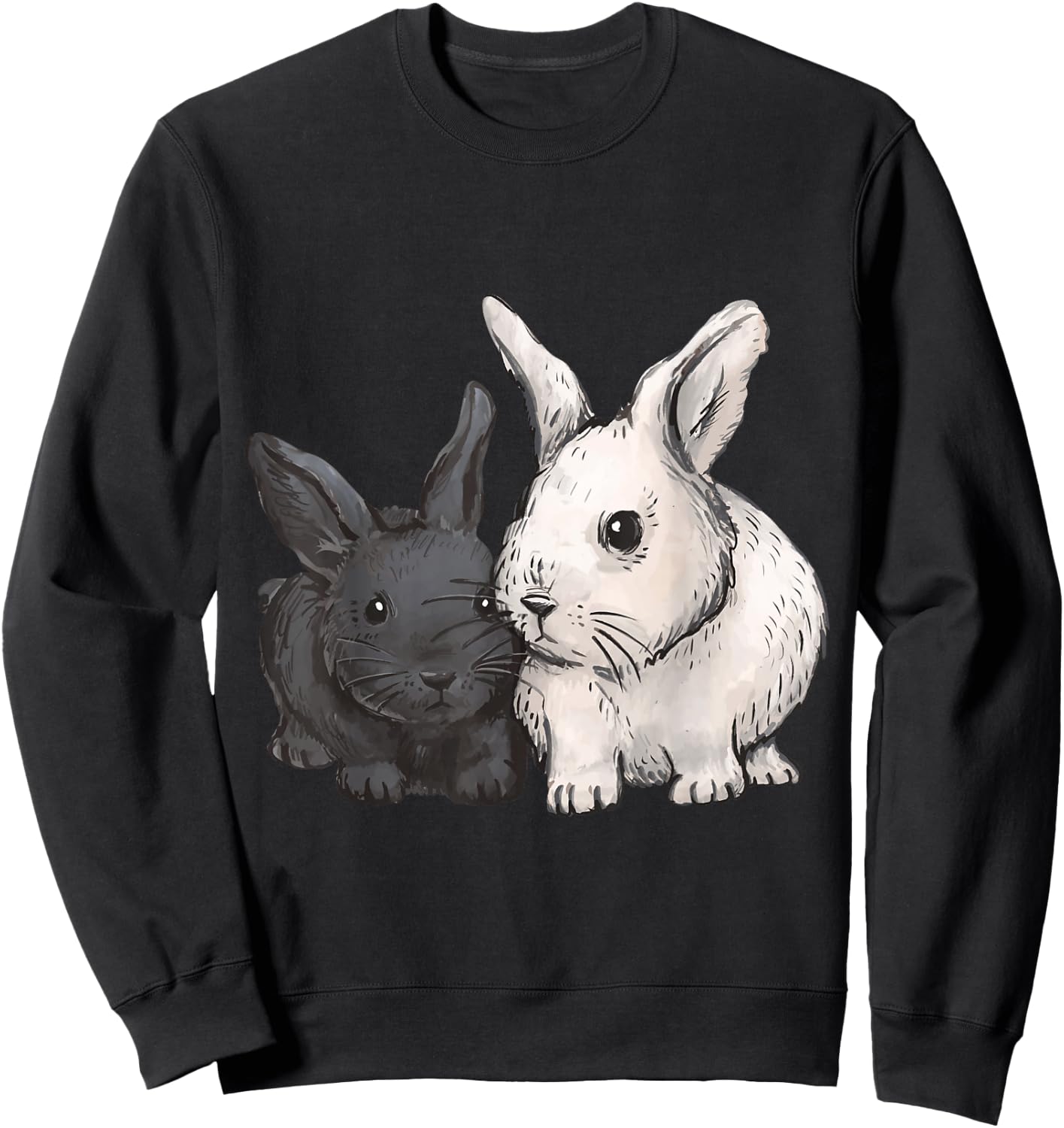 Rabbit Animal Print , black Sweatshirt - Sweatshirt | Black
