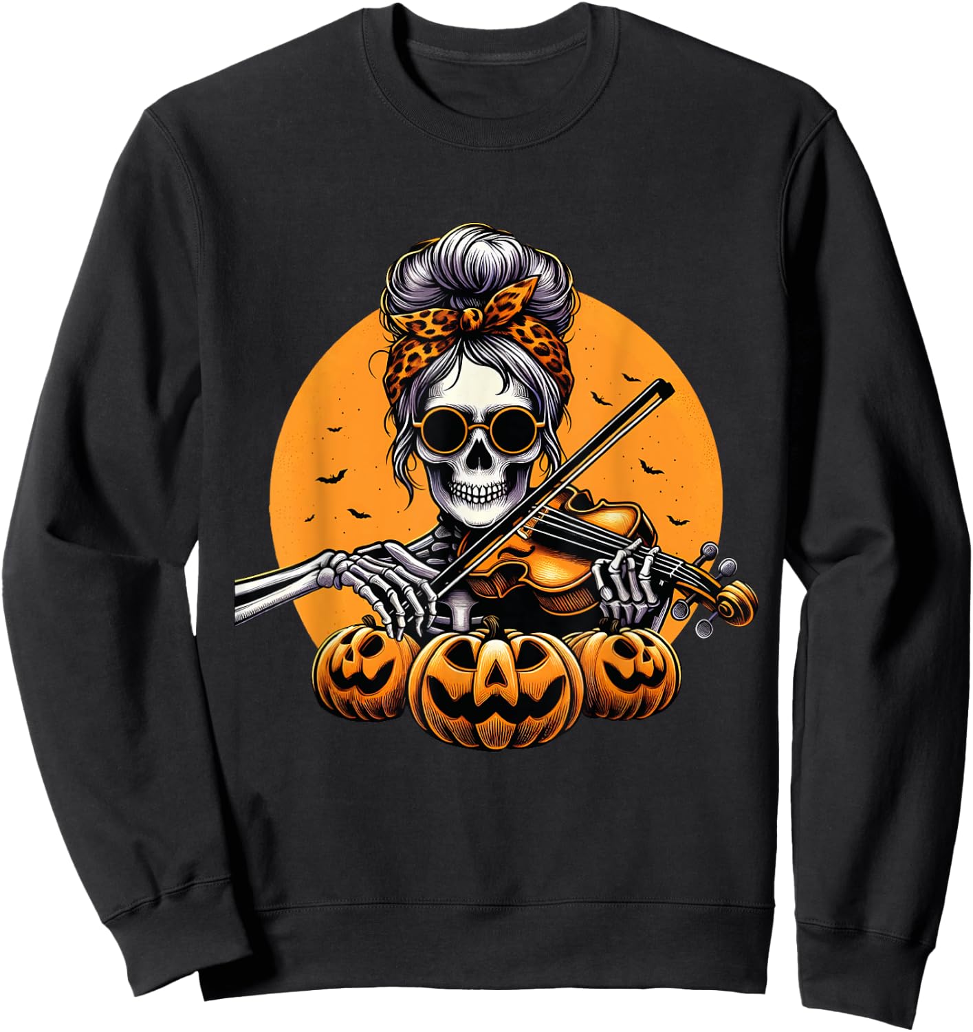 Skeleton Violin Player Halloween Costume Violinist Musician Sweatshirt - Sweatshirt | Black