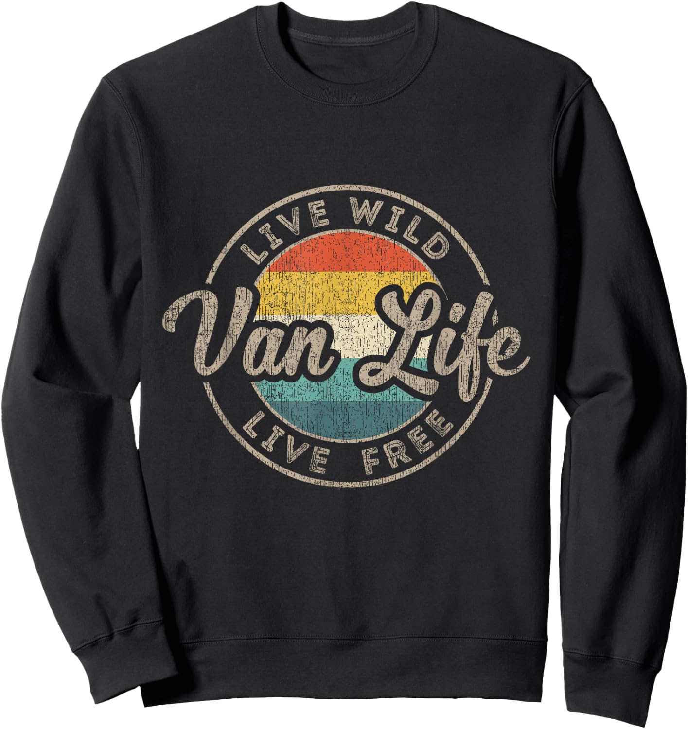 Van Life Clothing Retro Vintage Van Resident Vanlife Nomads , black Sweatshirt - Sweatshirt | Black