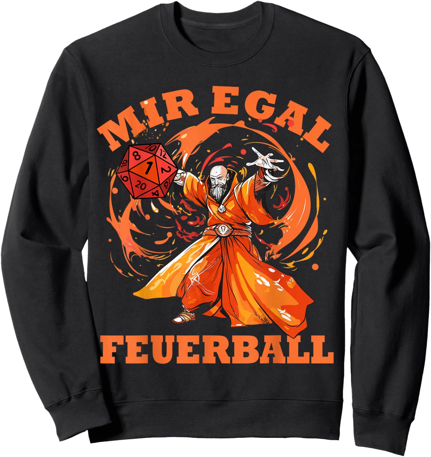Rollenspiel Designs Lustig Hoch 5 - Magier wirft Feuerball - Mir Egal Feuerball Zauberer (Schwarz, S, Halbarm, -Jugendliche) Sweatshirt - Sweatshirt | Black