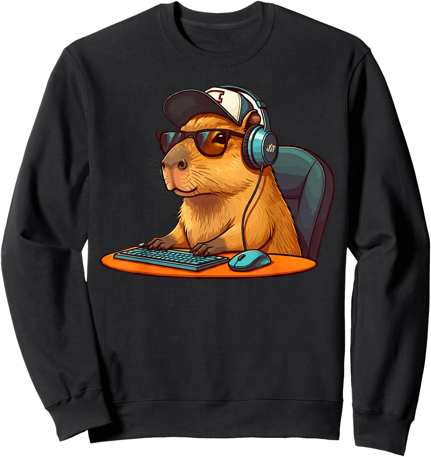 Capybara Video Games Funny Gaming Capy Men Teen Boys Kids Sweatshirt - Sweatshirt | Black