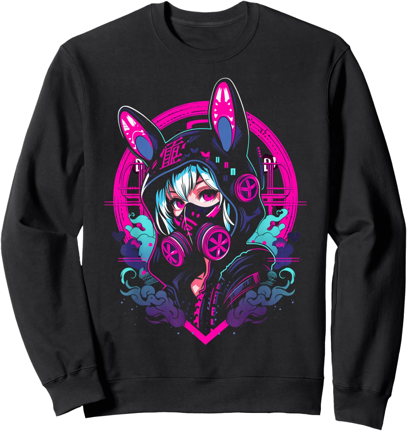 Anime Manga Cyberpunk Aesthetic Techwear Harajuku | Bunny Sweatshirt - Sweatshirt | Black