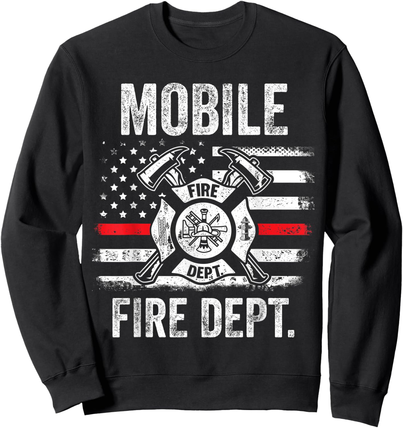 Mobile Alabama Fire Department Thin Red Line Fireman Sweatshirt - Sweatshirt | Black