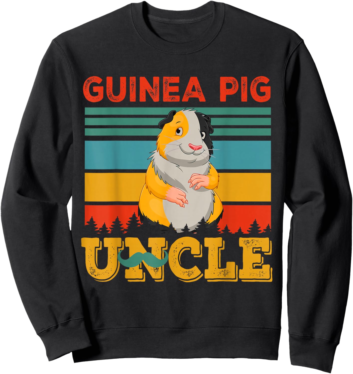 Vintage Retro Guinea Pig Uncle Matching Rodent Lover Family Sweatshirt - Sweatshirt | Black