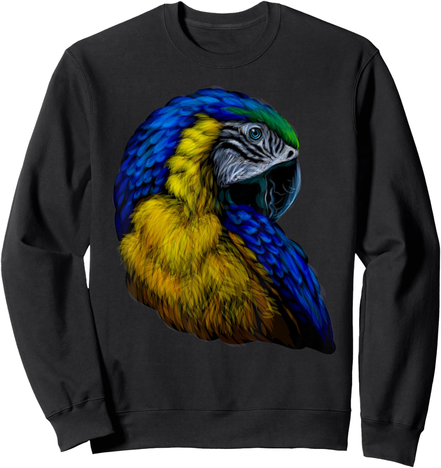 colorful scarlet Macaw parrot bird Hand drew for lovers Art Sweatshirt - Sweatshirt | Black