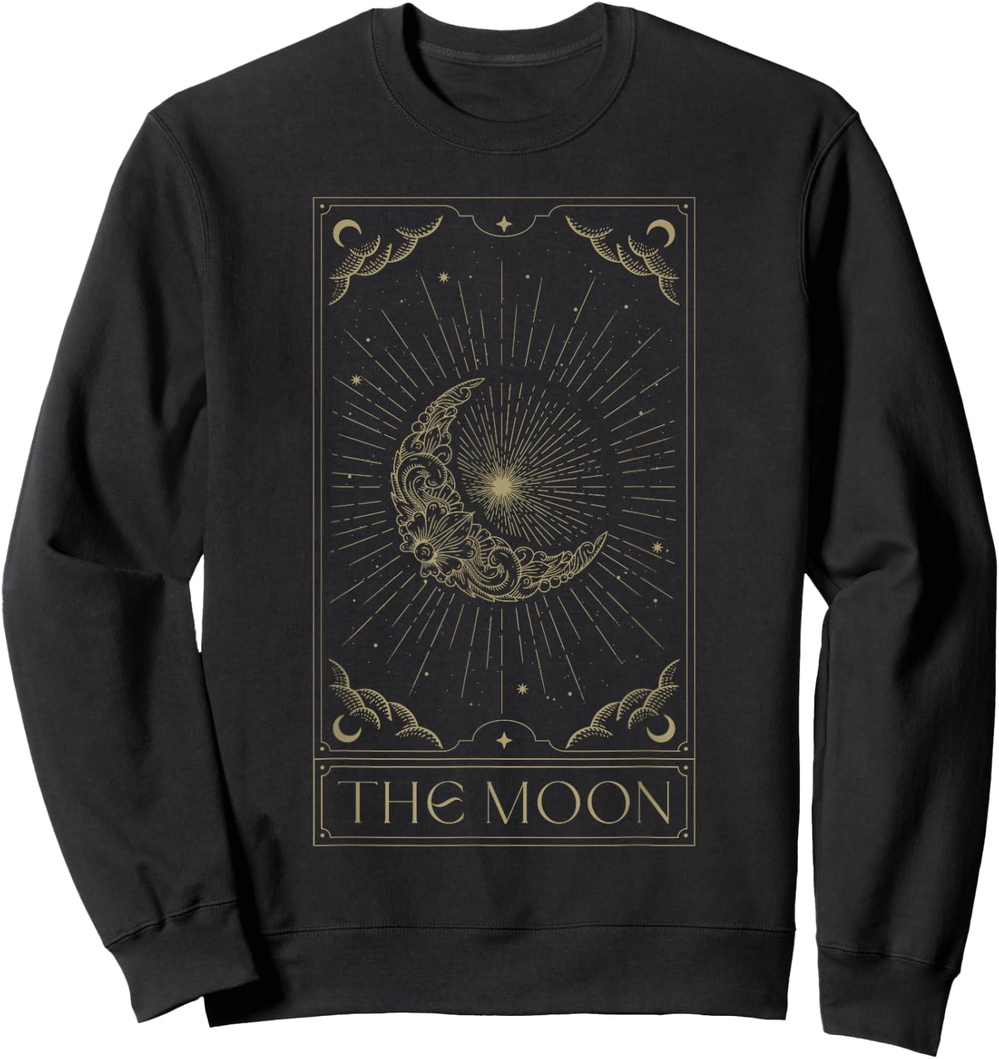The Moon Tarot Card Half Moon Gothic Witchcraft Witchy Sweatshirt - Sweatshirt | Black