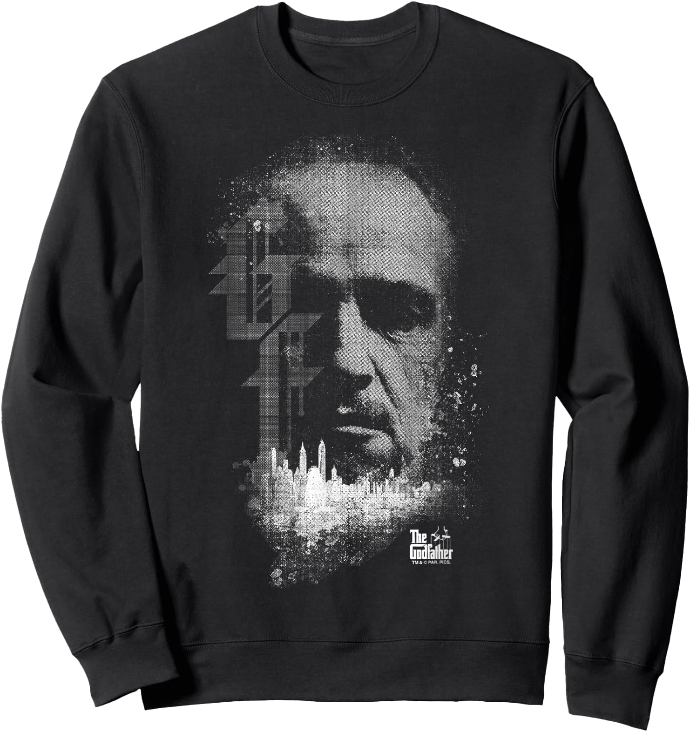 The Godfather Vito Corleone Head City Skyline Silhouette Sweatshirt - Sweatshirt | Black
