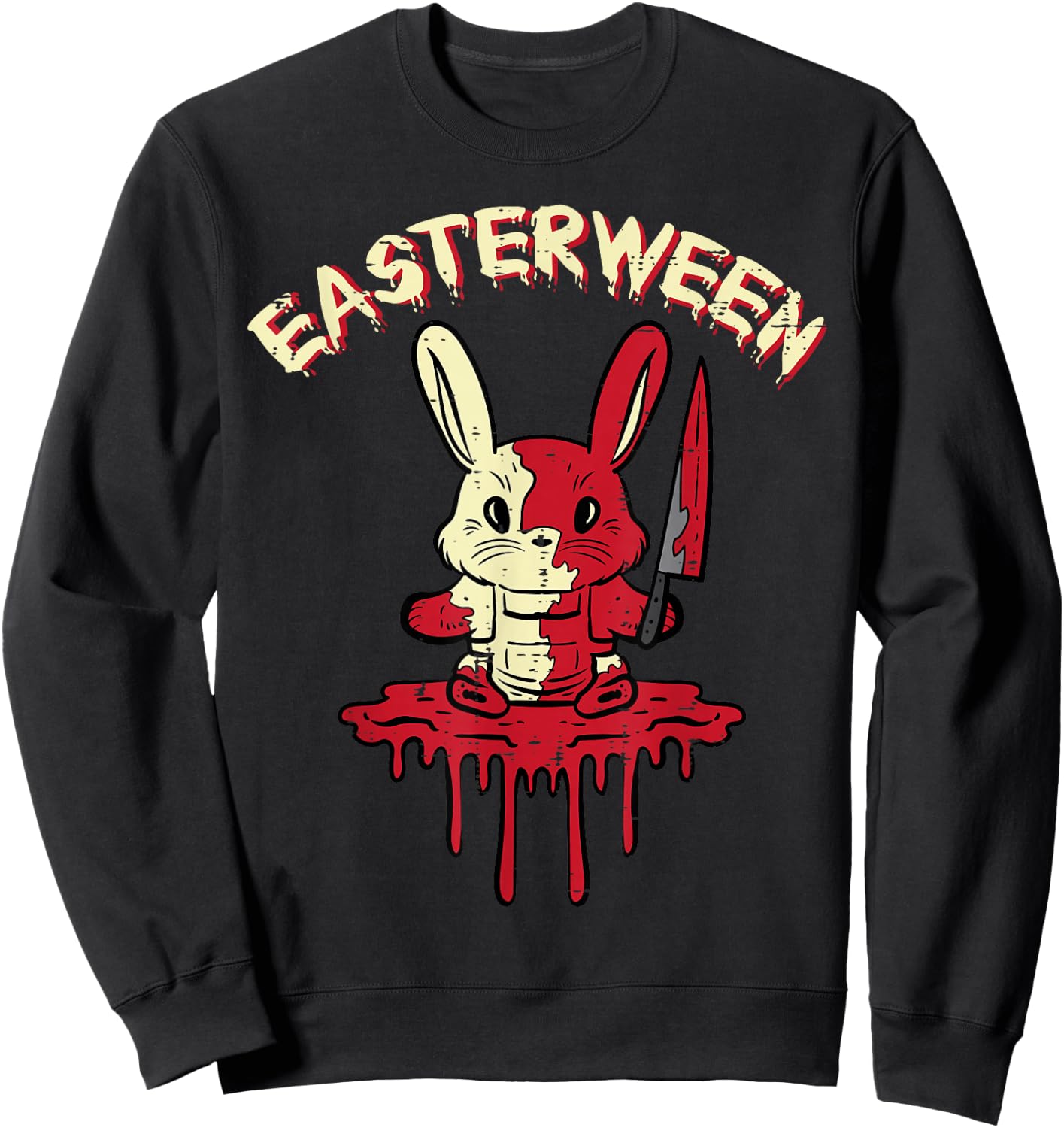 Easterween Bloody Bunny Easter Halloween Rabbit Men Women Sweatshirt - Sweatshirt | Black