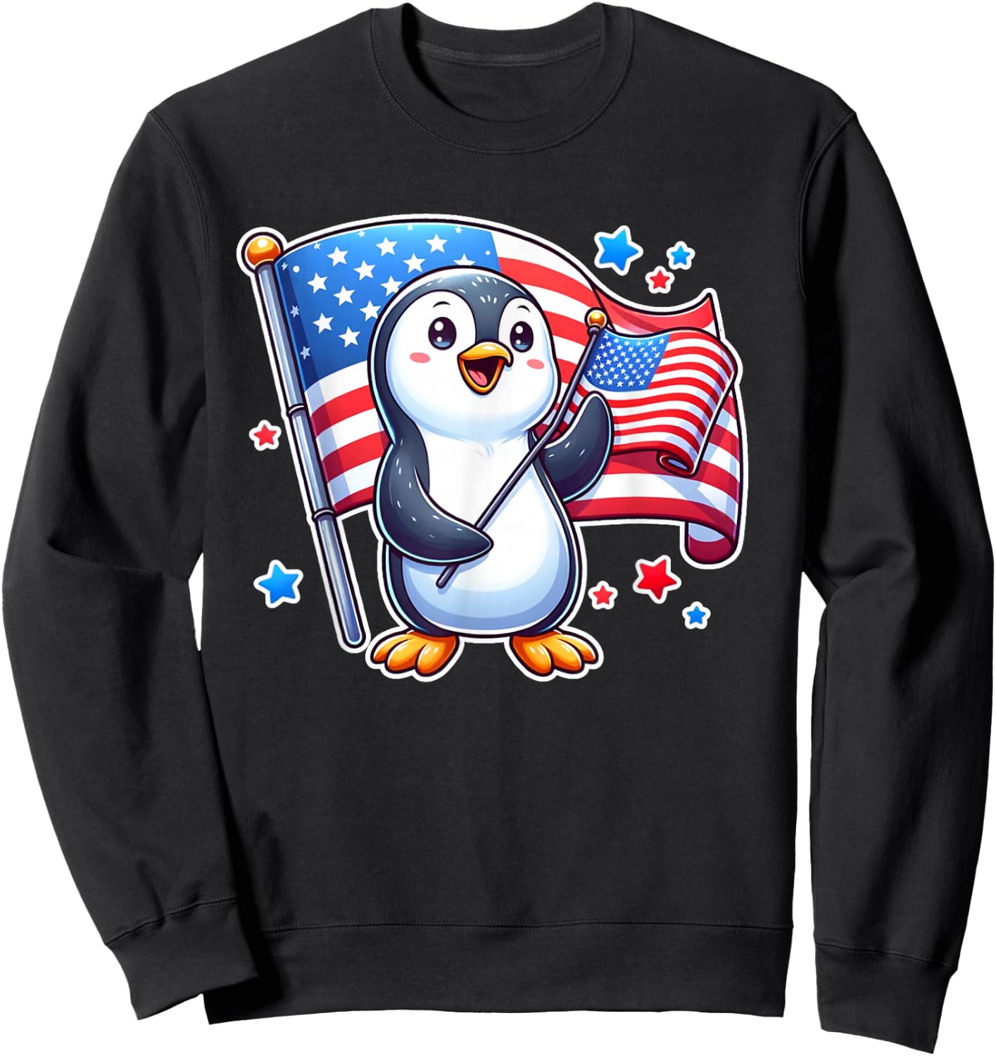 USA Patriotic Penguin Patriot 4th Of July Sweatshirt - Sweatshirt | Black