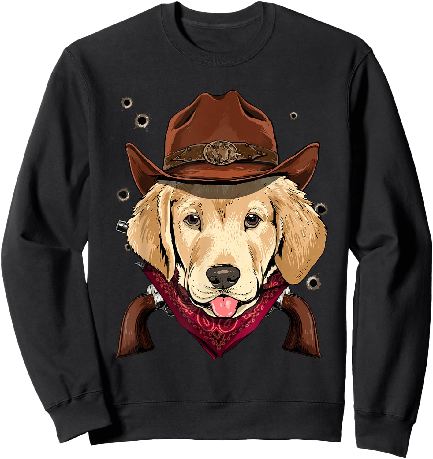 Cowboy Labrador Western Rodeo Cowboy Hat and Bandana Dog Sweatshirt - Sweatshirt | Black