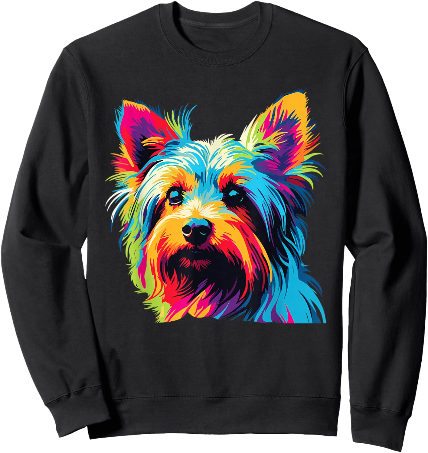 Watercolor Colorful Australian Silky Terrier Dog Sweatshirt - Sweatshirt | Black