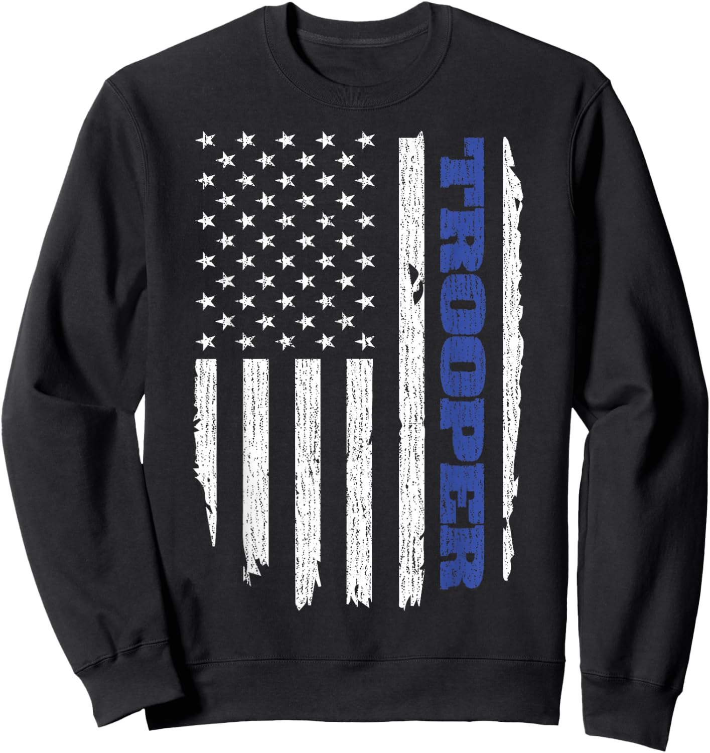 State Trooper Police Thin Blue Line USA Flag Sweatshirt - Sweatshirt | Black