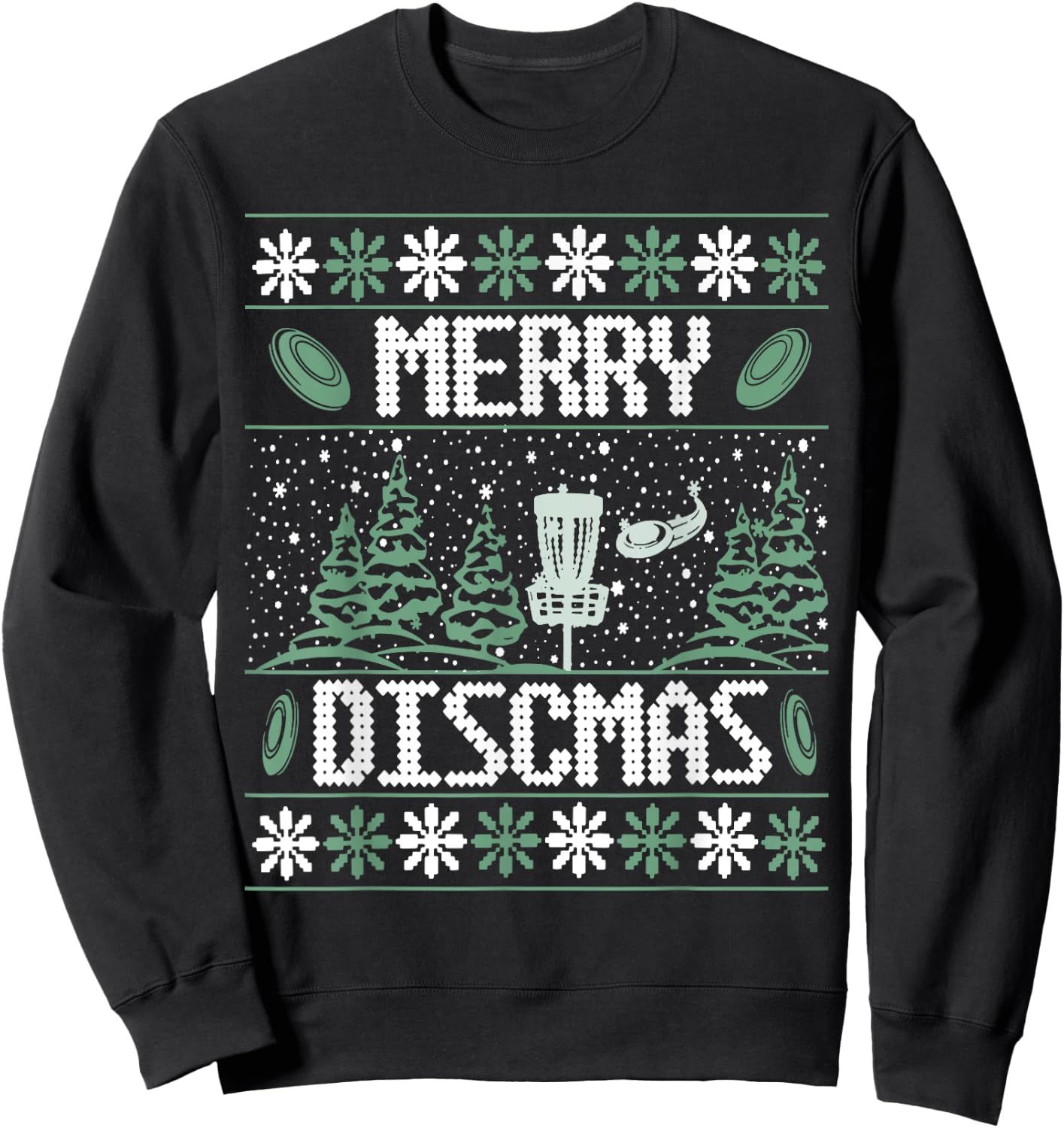 Vintage Disc Golf Ugly Christmas Merry Discmas Party Sweatshirt - Sweatshirt | Black