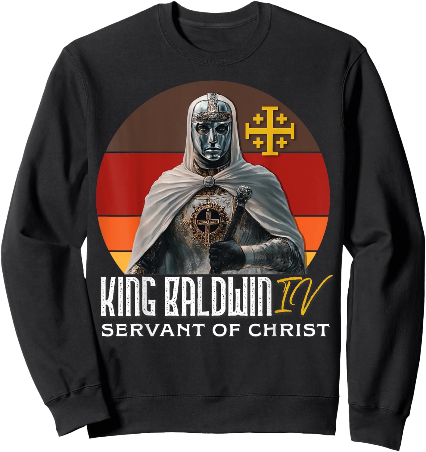 King Baldwin IV Jerusalem Cross Catholic Sweatshirt - Sweatshirt | Black