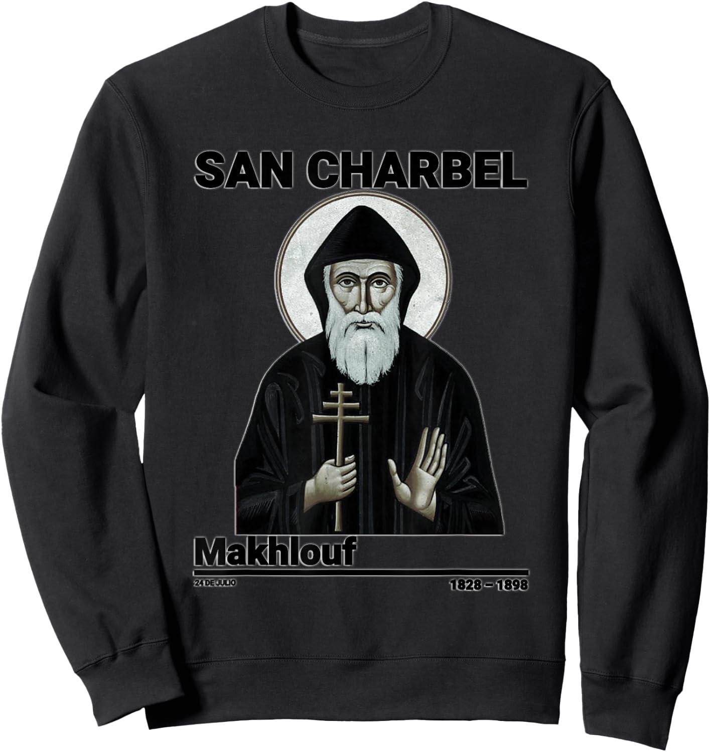 San Charbel Makhlouf, Saint Charbel , Black, S Sweatshirt - Sweatshirt | Black