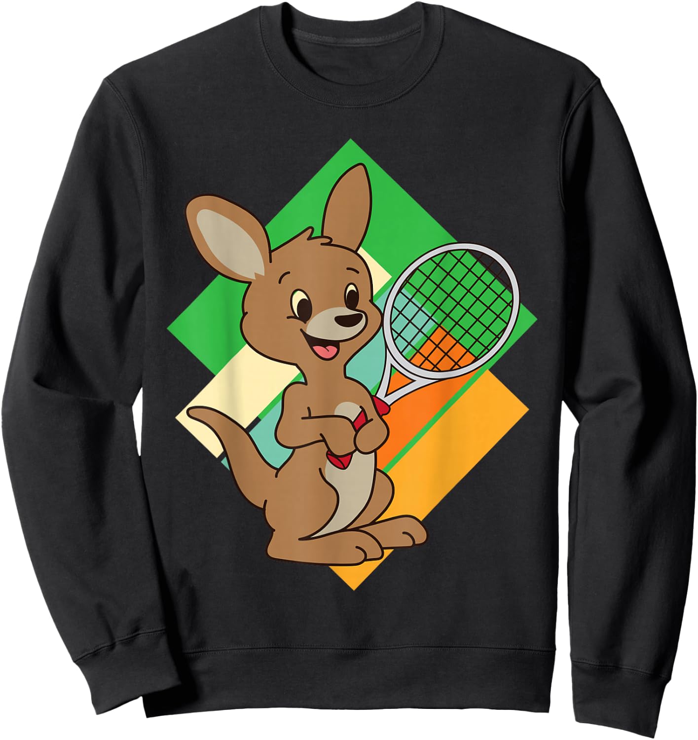 Kangaroo Tennis Player Sports Design Tennis Racket Sweatshirt - Sweatshirt | Black