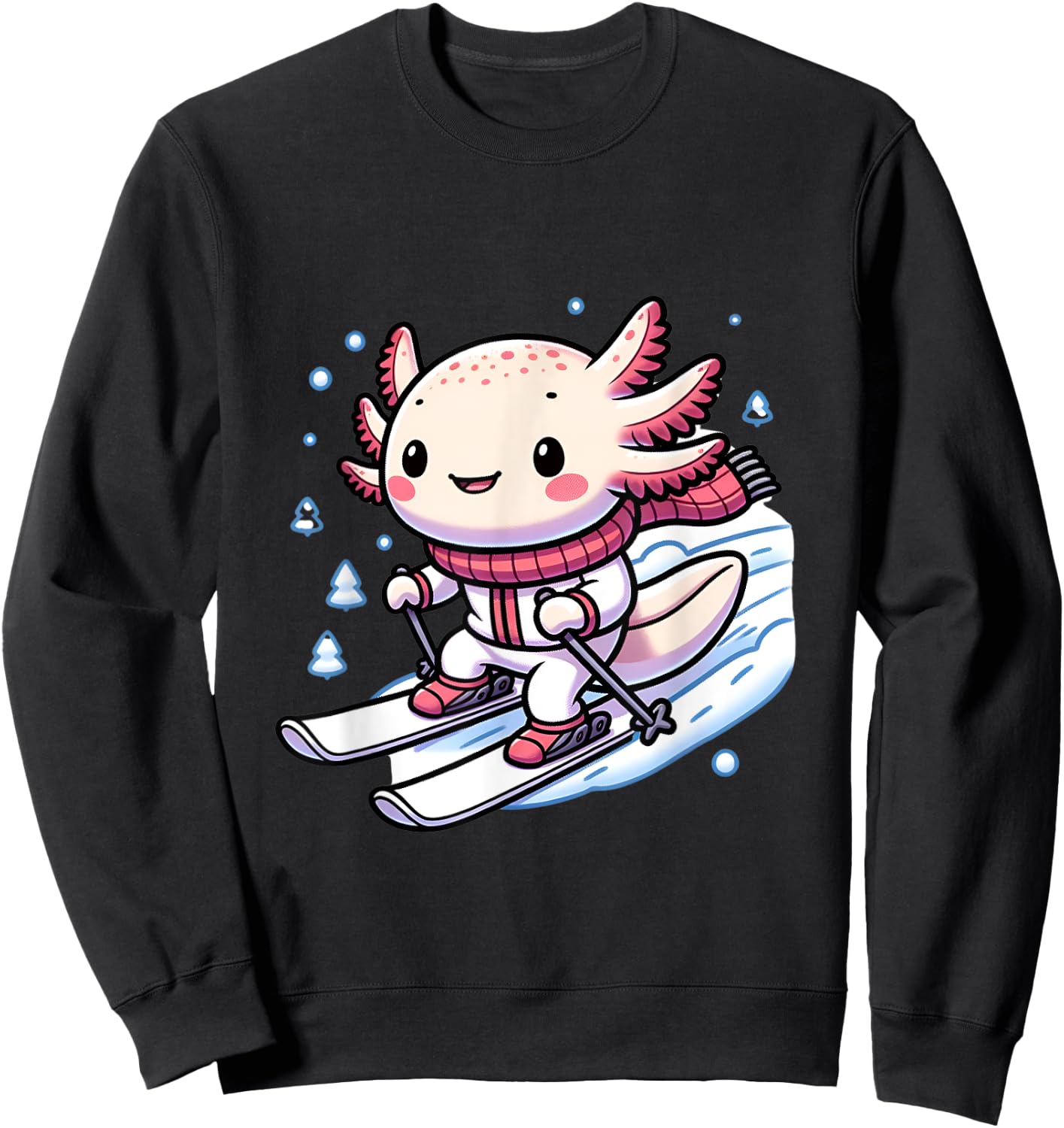 Cute axolotl skiing ski winter sports Sweatshirt - Sweatshirt | Black