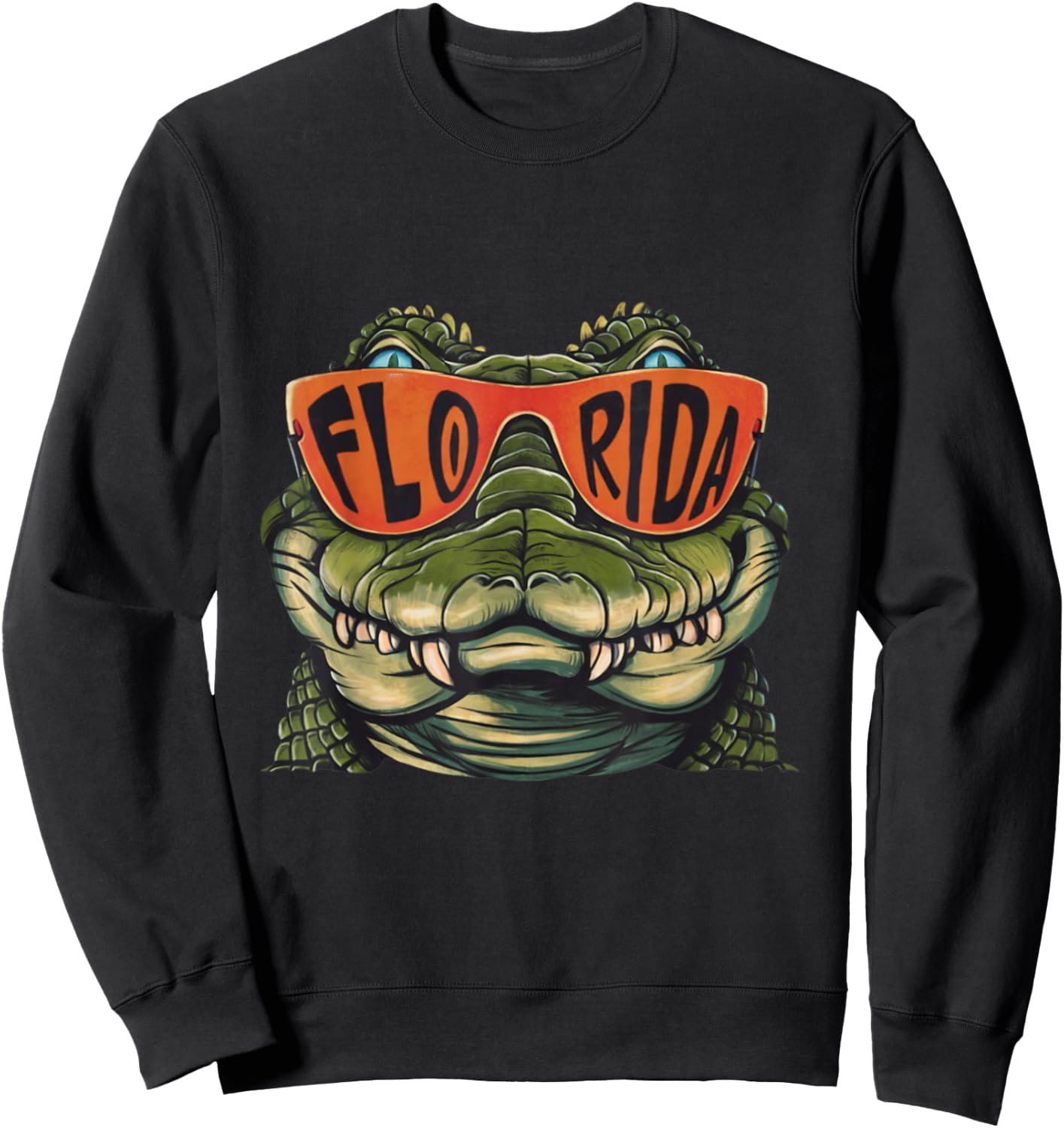 Florida Alligator Wearing Retro Style Sunglasses Animal Art Sweatshirt - Sweatshirt | Black