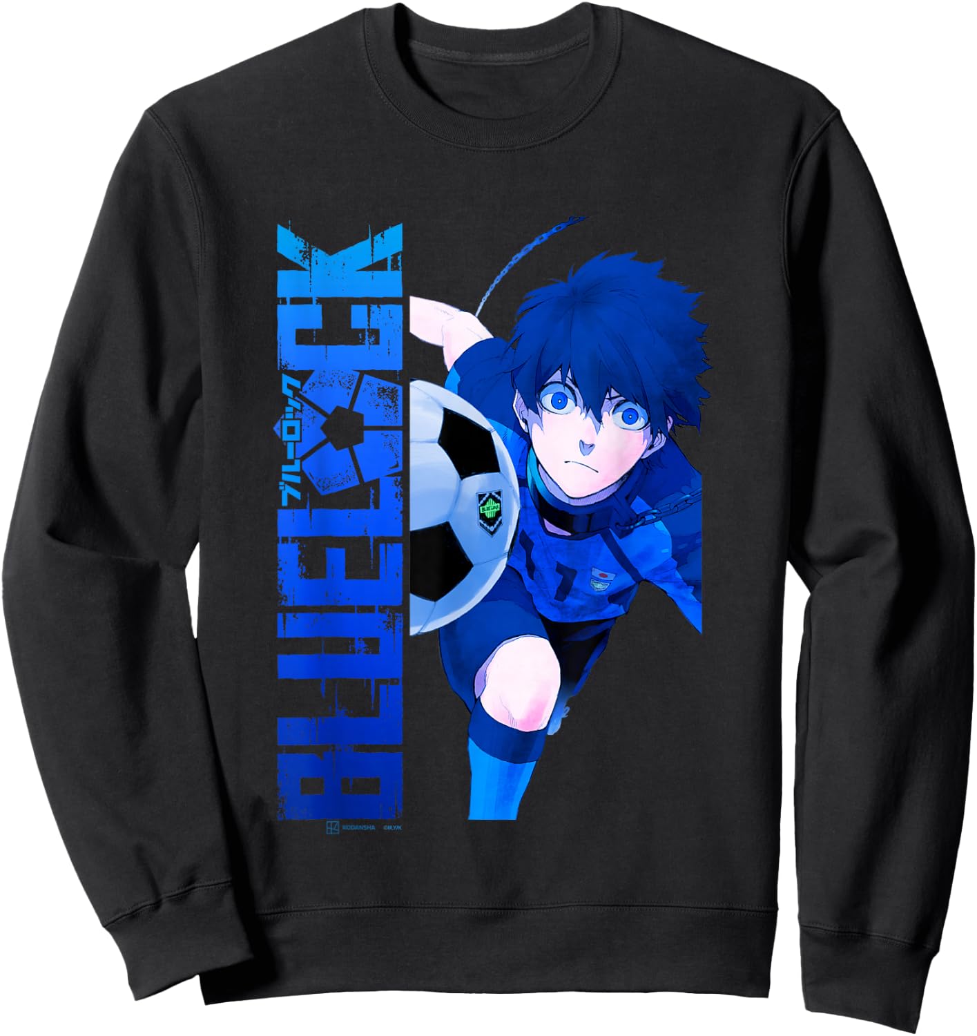 Blue Lock Blue Soccer Ball Split Panels , Black, S Sweatshirt - Sweatshirt | Black