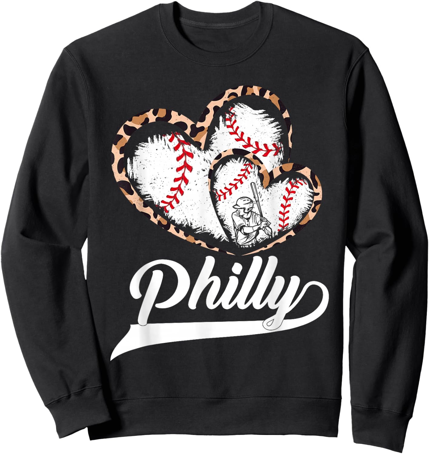Philadelphies Souvenir Leopard Heart I Love Philadelphies Sweatshirt - Sweatshirt | Black
