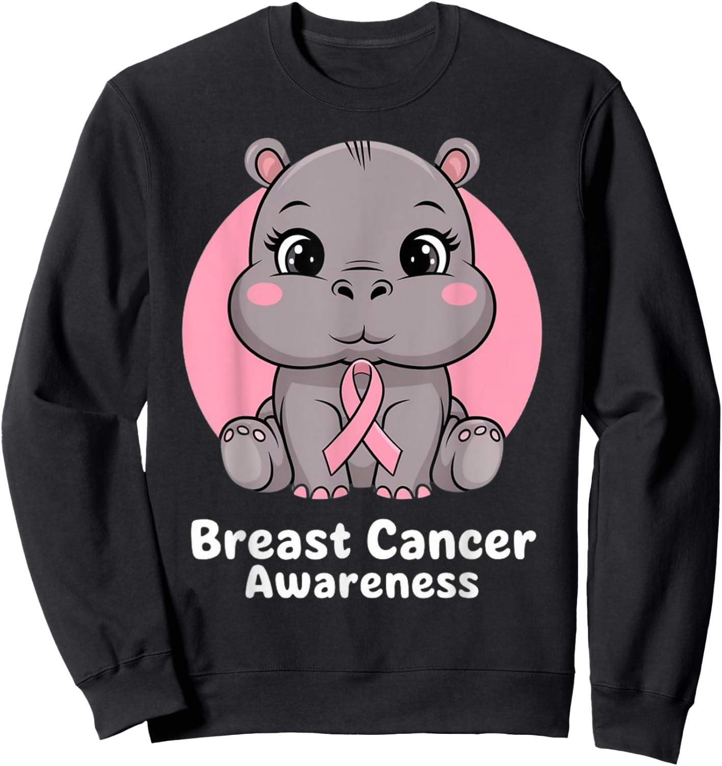 Hippo Hope Pink Ribbon Sweatshirt - Sweatshirt | Black