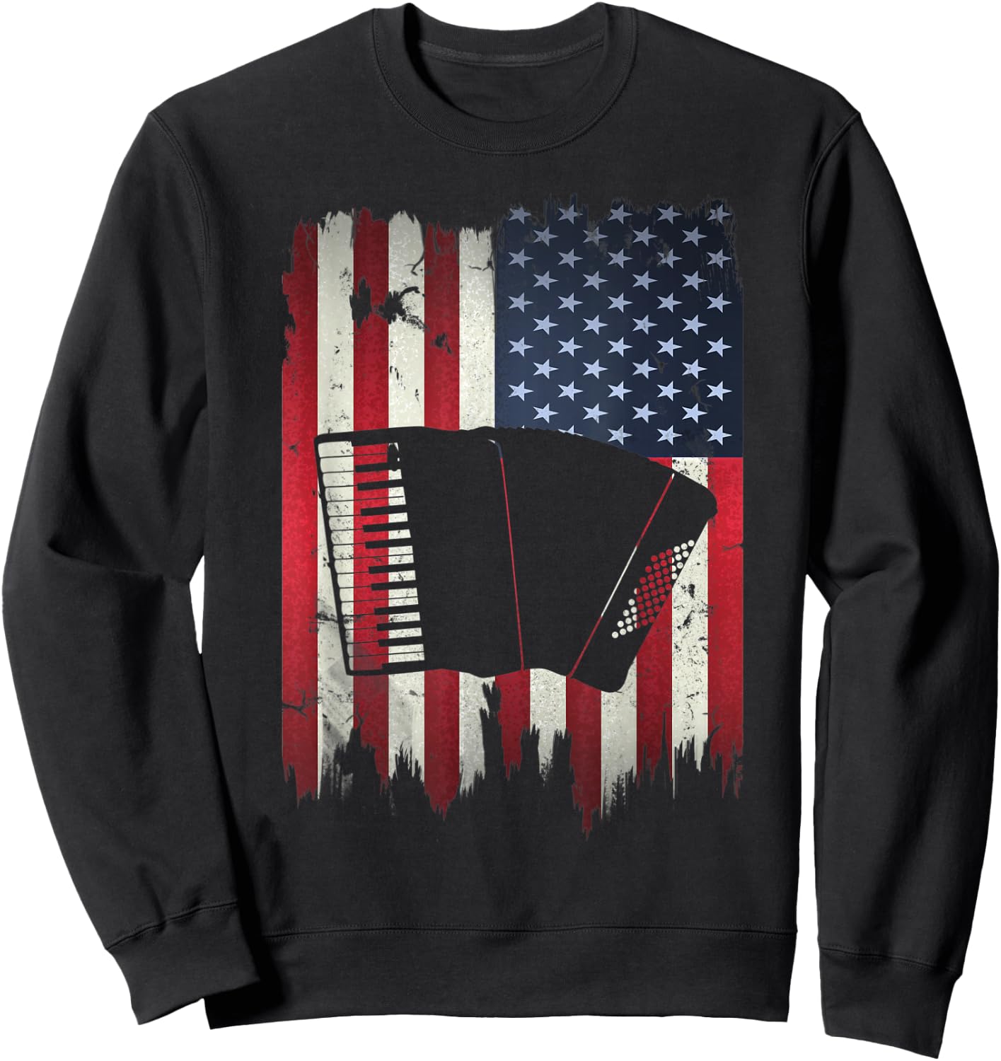 Accordion American Flag 4th of July Accordionist Patriotic Kids Men Sweatshirt - Sweatshirt | Black