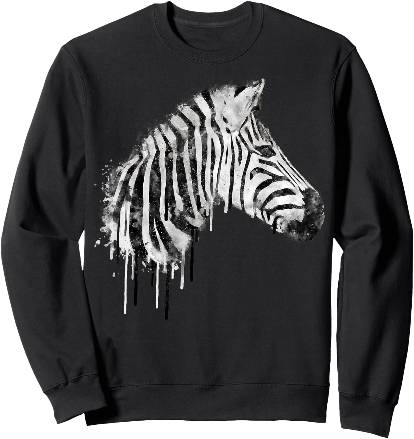 Zebra Watercolor Artistic Horse Wildlife Lovers Graphic Sweatshirt - Sweatshirt | Black