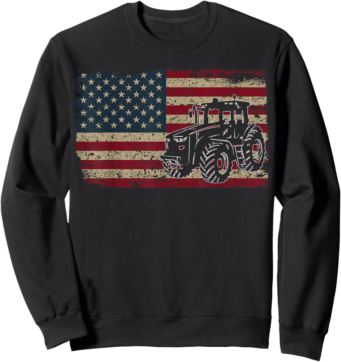 Proud USA Farmer Shirt Men Women Farm Tractors USA Flag Patriotic Farming Gift Sweatshirt - Sweatshirt | Black