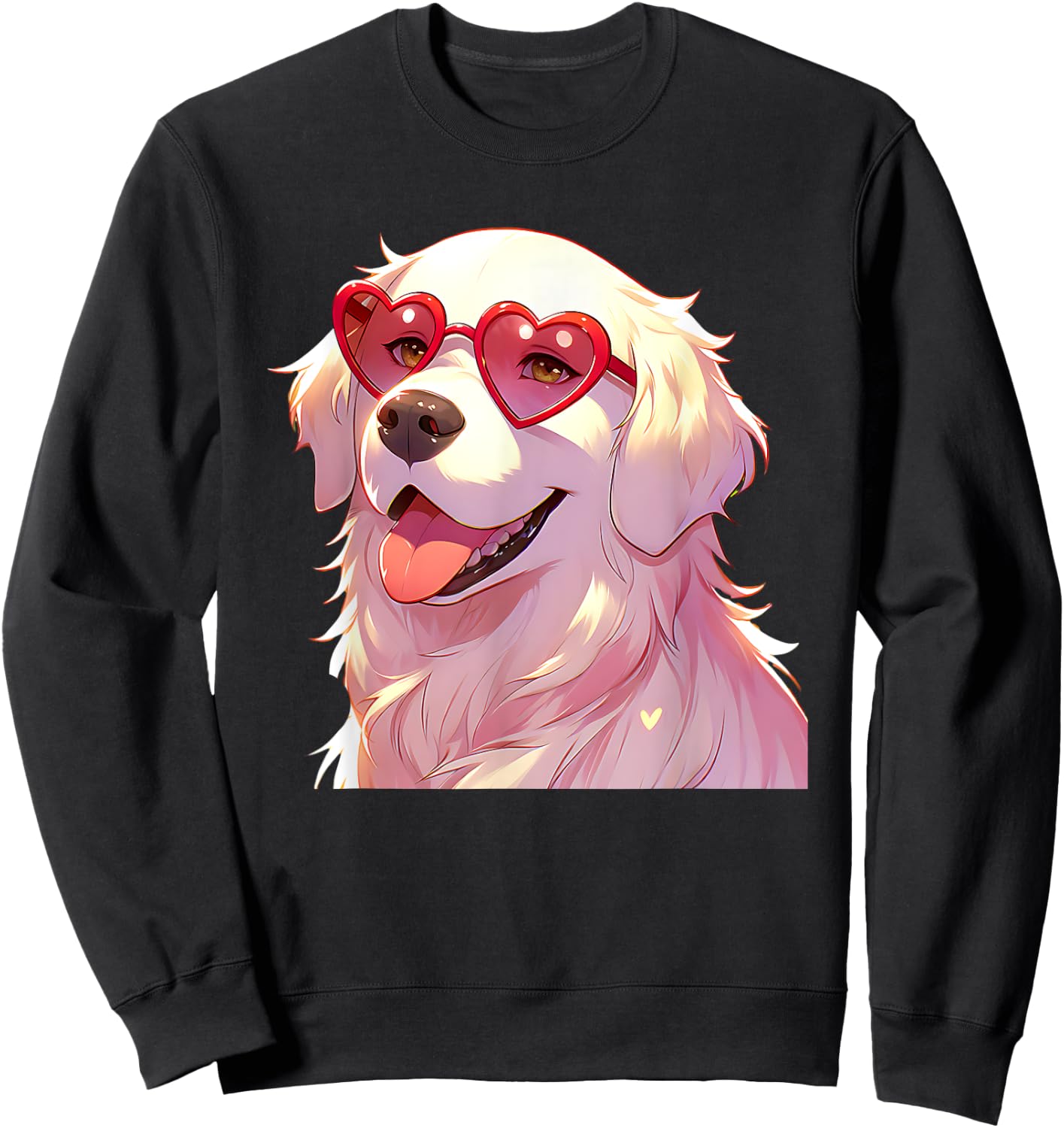 English Cream Golden Retriever Mom Gifts Heart Glasses Love Sweatshirt - Sweatshirt | Black
