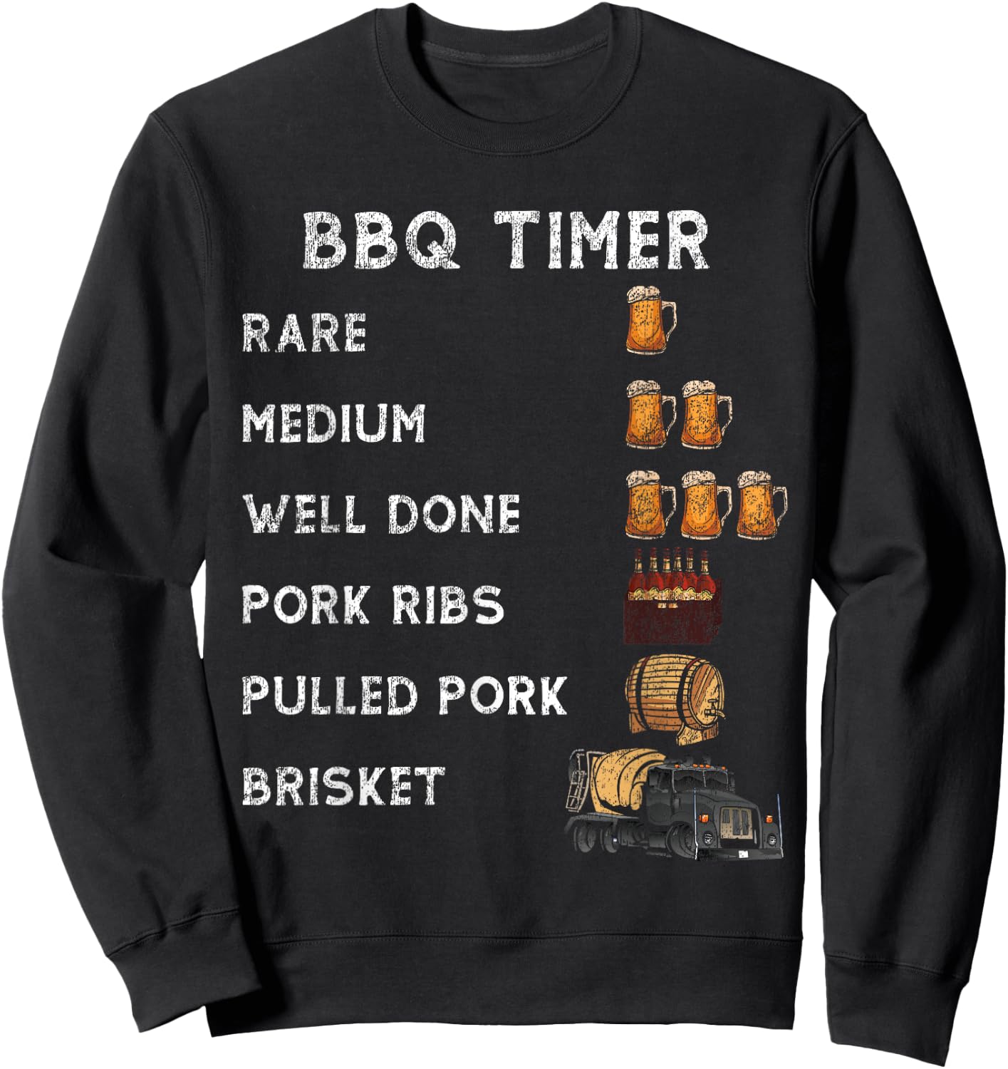 BBQ Smoker BBQ Timer Rare Pork Ribs Pulled Pork Brisket Sweatshirt - Sweatshirt | Black