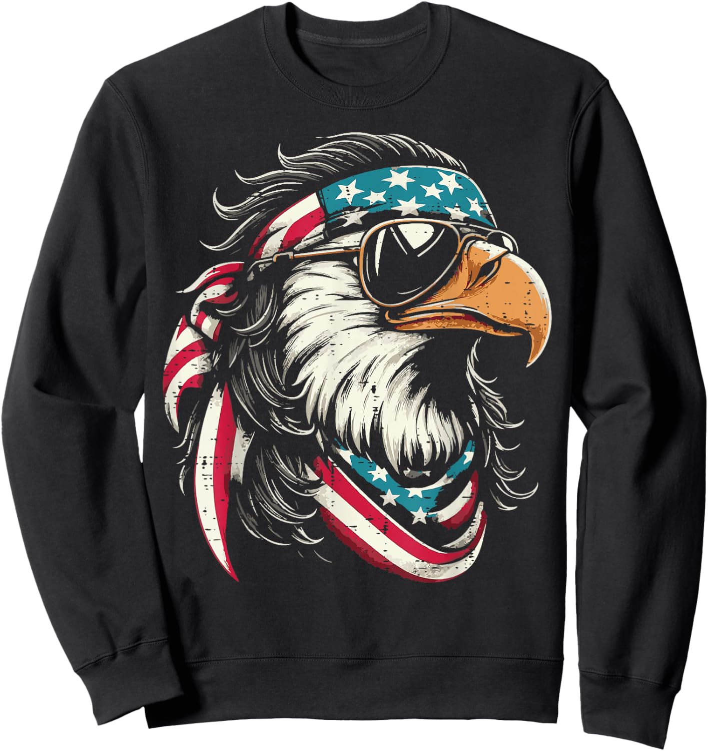 4th Of July Eagle US Flag Bandana Cool Women Men Kids Sweatshirt - Sweatshirt | Black