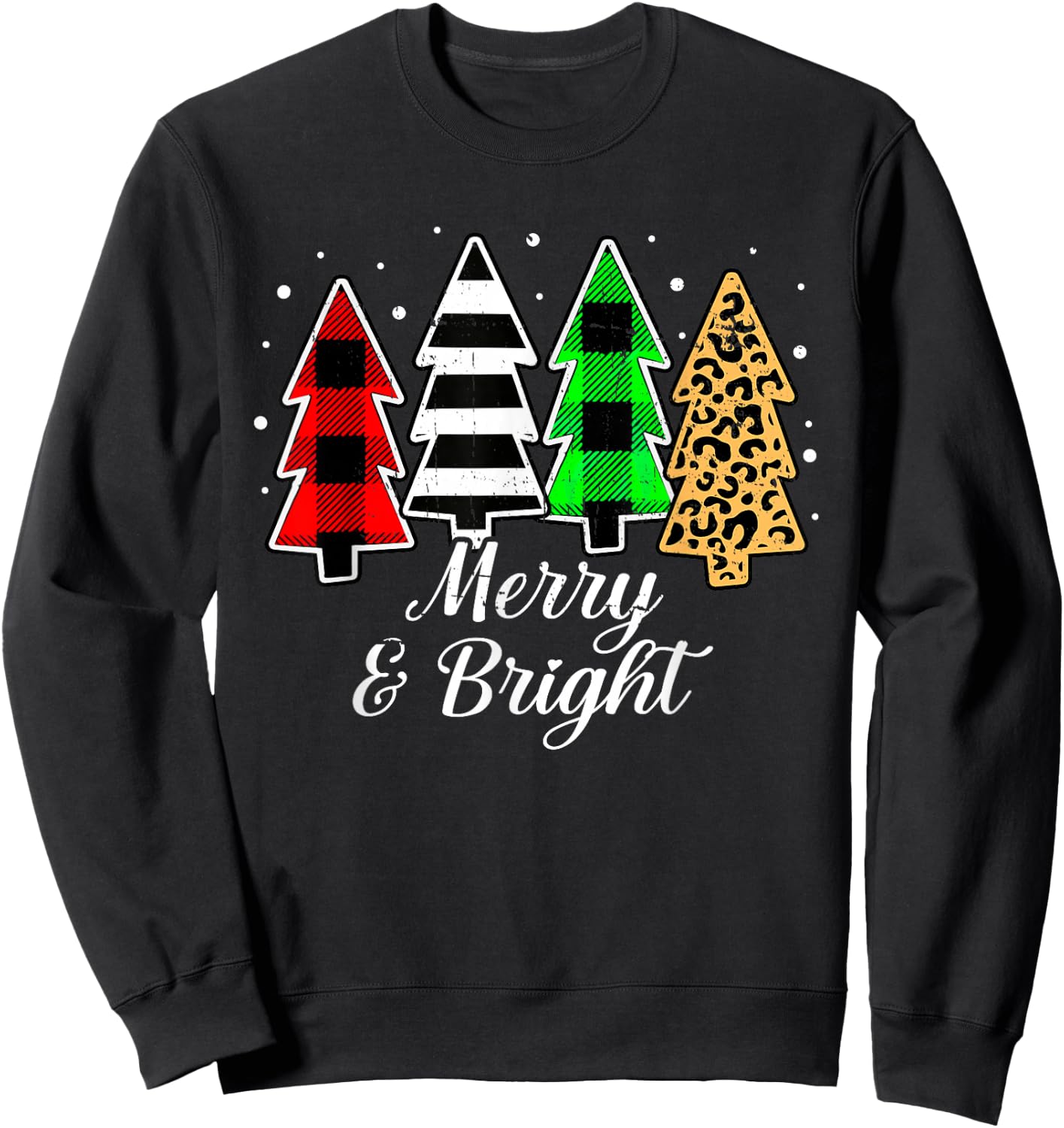 Merry and bright christmas family pajamas matching men women Sweatshirt - Sweatshirt | Black
