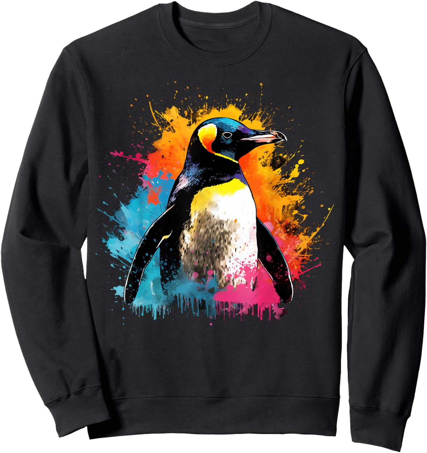 Artistic Colorful Pop Art painted Penguin Sweatshirt - Sweatshirt | Black