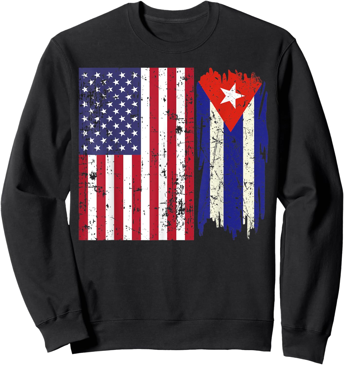 Vintage Proud Patriotic Cuba and Pride American Cuban Flag Kids Men Sweatshirt - Sweatshirt | Black
