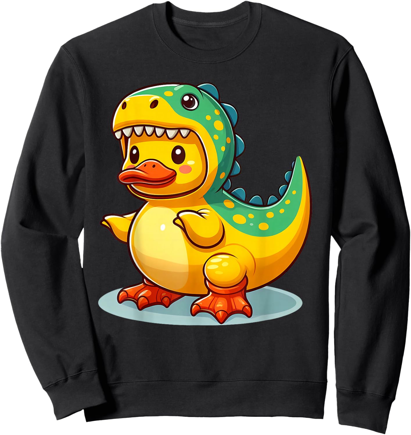 Dino Duck, Rubber Yellow Duck Dinosaur Sweatshirt - Sweatshirt | Black