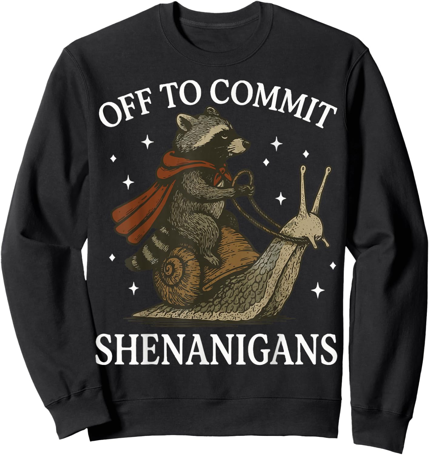 Off to Commit Shenanigans Raccoon Sweatshirt - Sweatshirt | Black